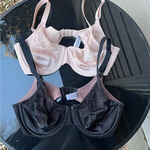 BUNDLE Wacoal Back Appeal Bra’s 34D Underwire 3 Hook & Eye Unlined Beige, Black